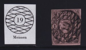 Germany (Saxony) Sc #10 (1855) 1ngr Johann I Used w/19 Meissen Cancel