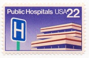 1986 Public Hospitals Single 22c Postage Stamp, Sc#2210, MNH, OG