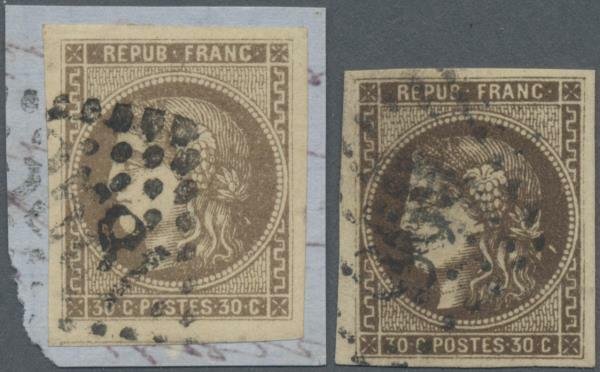 MOMEN: FRANCE 1870 Yv #47,47b 3581 USED **SIGNED** €1,450 LOT #63920