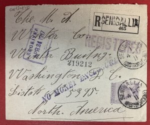 Italy, Scott #105 Used on 1917 WWI Registered Censored Cover, 8 Postal Markings