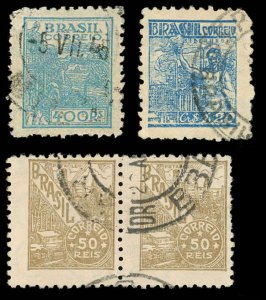 BRAZIL Sc 577, 655, 514 PAIR - 1941, 1942, 1947 - Steel, Agriculture, Petroleum