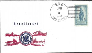 CAPRICORUS (AKA-57) 2 Jan 1951 Locy Type 2 and 9 efu postmarks cacheted