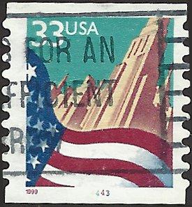 P.N.C. # 4443 # 3281c USED FLAG AND CITY SMALL DATE