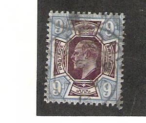 Great Britain Scott # 136 VF Used 9p Edward VII w/ SON Cancel 2018 CV $70.00