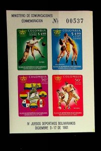 COLOMBIA Sc C419 NH ISSUE OF 1961 - SOUVENIR SHEET - SPORT - (AO23)