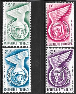 Togo 417-420: Alan Shepard, Yuri Gagarin, MNH, F-VF