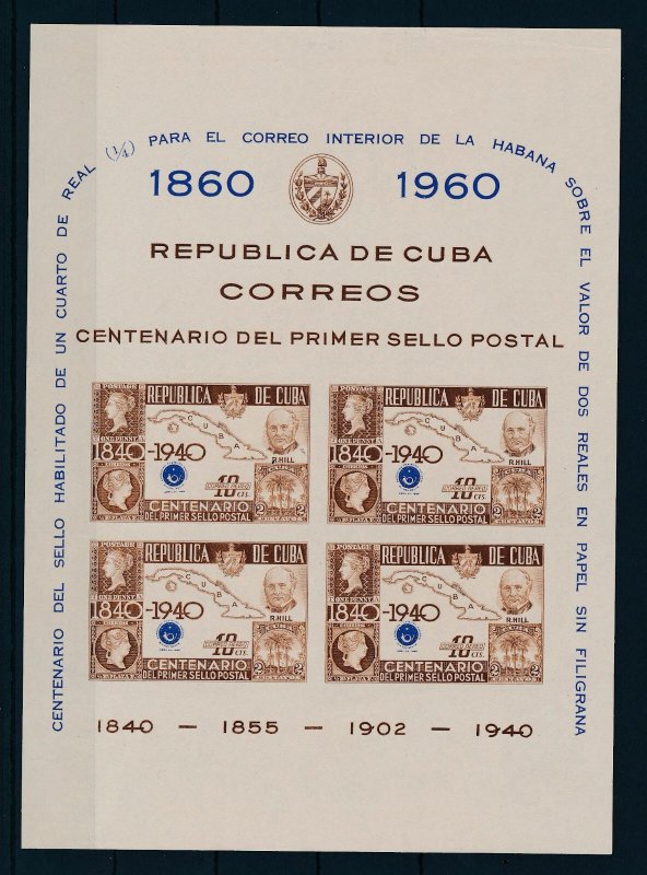 [37025]   1960 Centenary of the first Post stamp Imperf. Sheet MNH