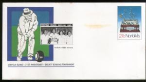 Norfolk Island 1982 Bounyt Bowling Tournament Sport Postal Stationery Envelop...