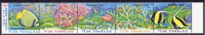 Tokelau 1997 Sc#251a CORALS Year of the Coral Reef Marine Life Strip of 5  MNH