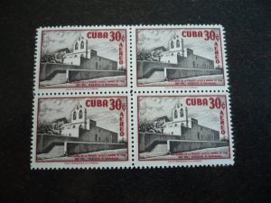 Stamps - Cuba - Scott# 583,C173-C174- Mint Hinged Set of 3 Stamps in Blocks of 4