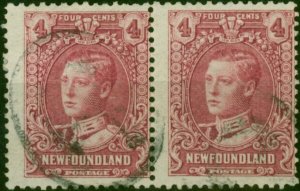 Newfoundland 1929 4c Rose-Purple SG167a Fine Used Pair