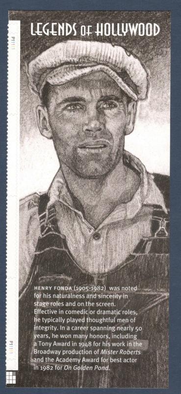 3911 Henry Fonda Selvage (No Stamps) Mint (Free Shipping)