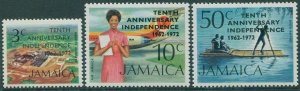 Jamaica 1972 SG359-361 10th Anniversary Independence MNH