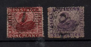 Western Australia 1863 1d & 6d (DLR) SG49 & 51 fine used WS36308