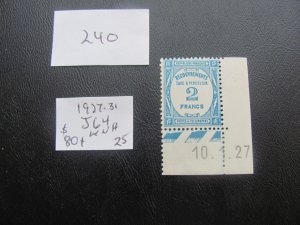 FRANCE 1927 MNH SC J64  POSTAGE DUE CORNER MARGIN VF $80  (240) NEW COLLECTION