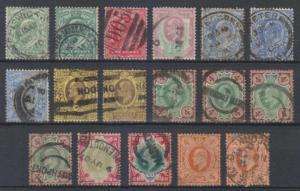 GB 1902-10 KEVII Sc 127 thru 144 SEVENTEEN STAMPS SHADES USED SCV$352.10 