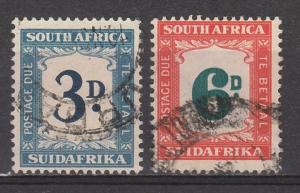 SOUTH AFRICA 1948 POSTAGE DUE 3D AND 6D USED NO HYPHEN