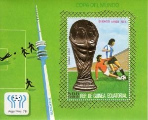 Equatorial Guinea 1977 Mi#B265 World Cup Argentina/Munchen74 SS Gold Perf.MNH .