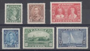 Canada Sc 211-216 MNH. 1935 Silver Jubilee, complete set, VF