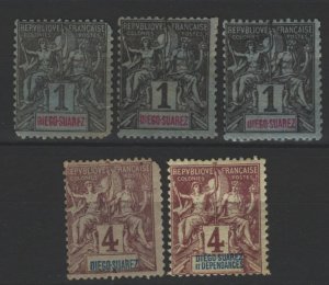 COLLECTION LOT # 3464 DIEGO SUAREZ 5 STAMPS 1892 CLEARANCE CV+$12.50