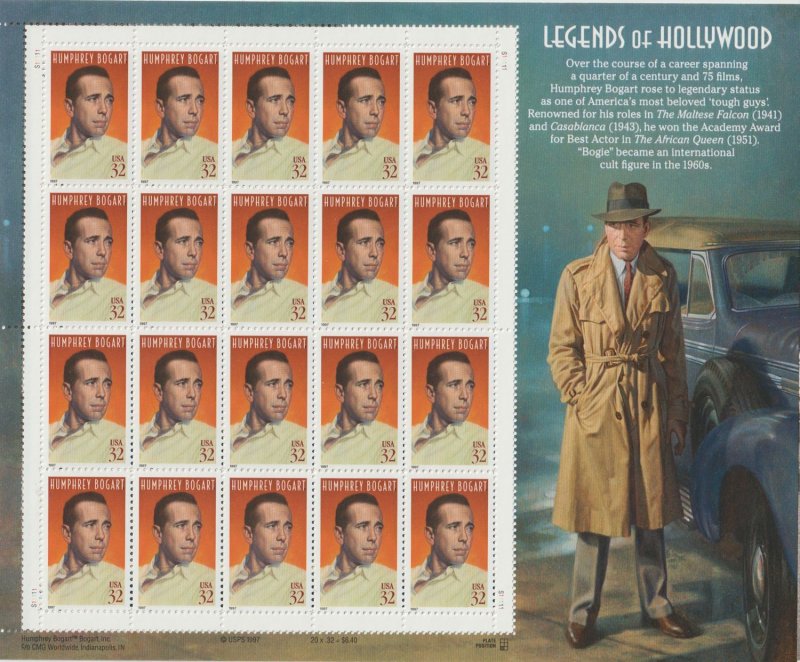 U.S.  Scott# 3152 1997 Humphrey Bogart Issue MNH S/S