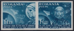 6. ROMANIA EXILE SPACE 1962 GLENN USA imperforated pair