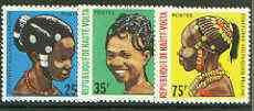 UPPER VOLTA - 1972 - Native Hair Styles - Perf 3v Set - Mint Never Hinged