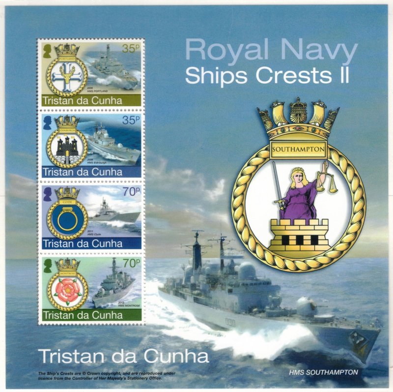 TRISTAN DA CUNHA 2012 Royal Navy Ship Crests; Scott 978, SG 1058; MNH
