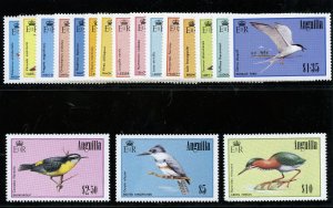 Anguilla 1985 QEII Birds set complete superb MNH. SG 659-675. Sc 623-639.