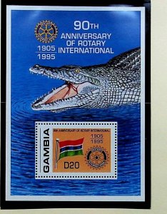 Gambia MNH S/S 1638 Crocodile 90th Ann. Rotary International 1995