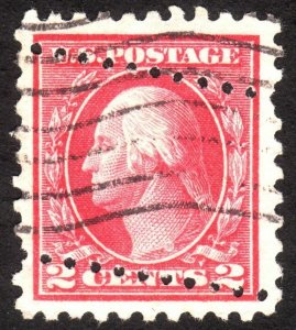 1914, US 2c, Washington, Used, Error / Fake, Additional perforation, Sc 425