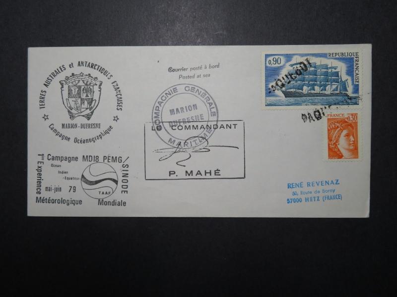 France 1979 Antarctic Mission Cover / SINODE TAAF / Paquebot Cancel - Z11119