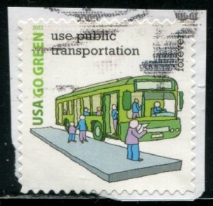 4524m US (44c) Go Green: use public transportation SA, used on paper