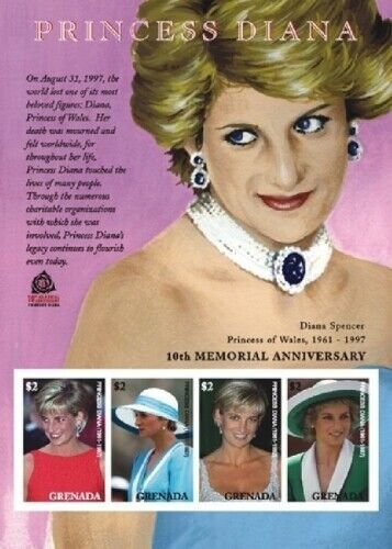 Grenada - 2007 - Princess Diana 10th Memorial Anniversary - Sheet Of 4 - MNH