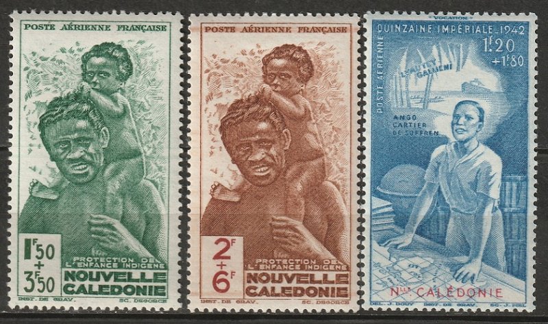 New Caledonia 1942 Sc CB1-3 air post set MH*