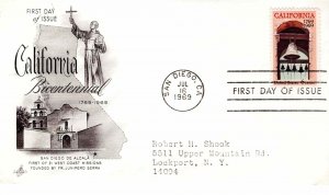 USA 1969 FDC Sc 1373 California Bicentennial Artcraft Cachet San Diego CA