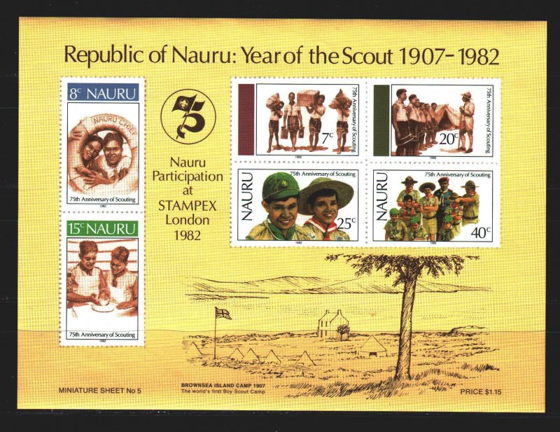 Nauru. 1982. bl5. Scouts. MNH.