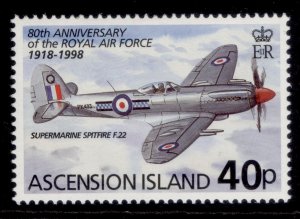 ASCENSION QEII SG744, 1998 40p supermarine spitfire, NH MINT.