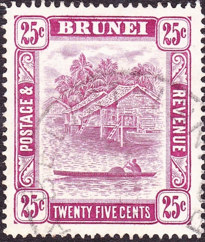 BRUNEI 1947 25c Deep Claret SG87 FU