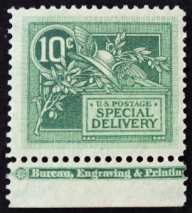 U.S. Mint Stamp Scott #E7 10c Special Delivery Sheet Margin BEP Imprint. LH.