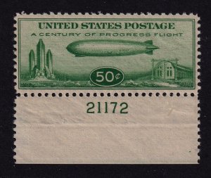 1933 Sc C18 Graf Zeppelin MNH plate number single Hebert CV $207