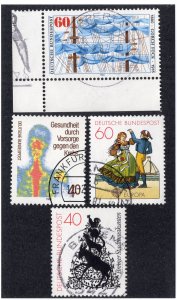 Germany 1980-82 Commemoratives, Scott 1337, 1348, 1350, 1368 used, value = $1.15