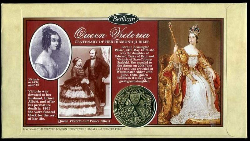 1996/7 The Reign Of Queen Victoria Coin Silk Cover Tristan Da Cunha