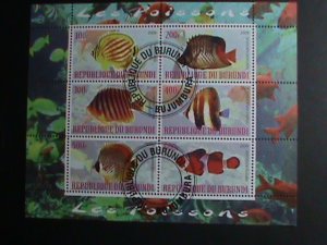 BURUNDI STAMP:2009 WORLD MARINE FAUNA-ANGEL FISHES- CTO FULL SHEET VERY FINE