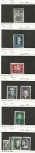 Austria Postage Stamp, #556-558, 568, 571, 574, 580-3 Used, 1950-52, DKZ