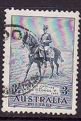 Australia-Sc#153-used 3p blue -KGV on Horse Anzac-1935-