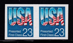 1992 Imperforate coil pair Sc 2607c 23c USA Presort error MNH (2C