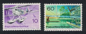 Papua NG Survey Flight Aircraft Pirogue 2v 1976 MNH SC#438=440 SG#310=312