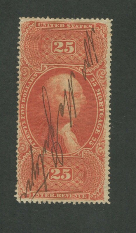 1863 US Mortgage Revenue Stamp #R100c Used Pen Cancel