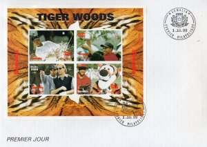 Somalia 1999 Tiger Woods and Tigger/M.Mouse DISNEY Sheetlet (4) Imperforated FDC